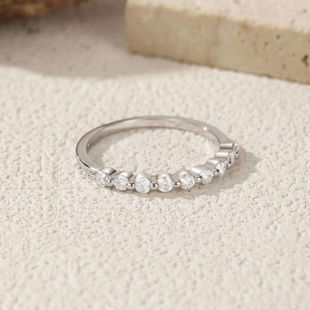 MODIAN D Color Moissanite Round Ring 925 Sterling Silver Sparkling Stacking Slim Band Rings For Women Wedding Fine Jewelry Gifts H260312