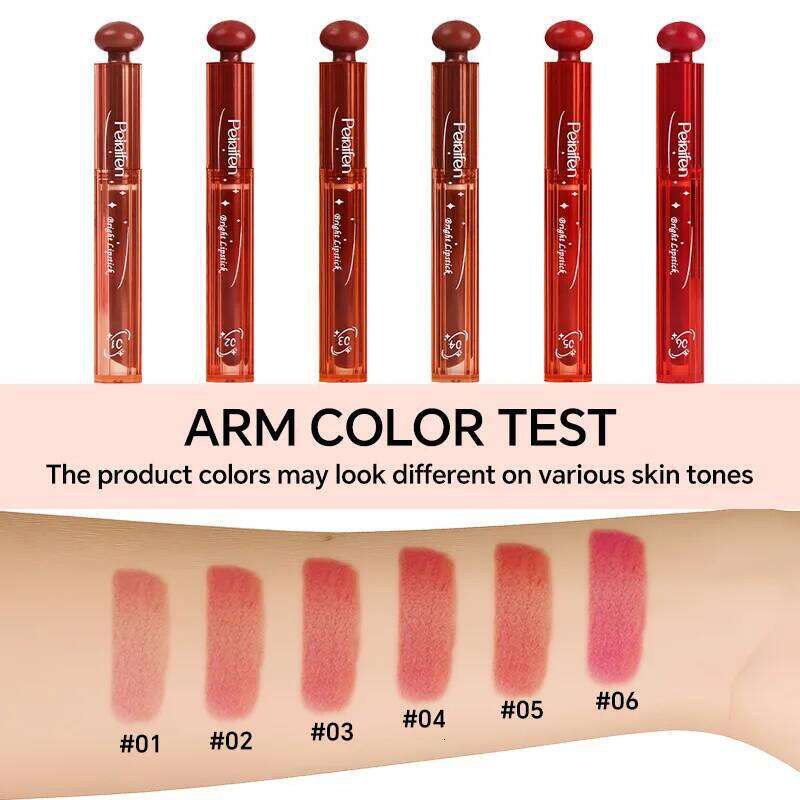6-Lasting Stick Waterproof Lip Cover Long Glossy Lipstick with Transparent Surface - Perfect Christmas Gift for Her W260311