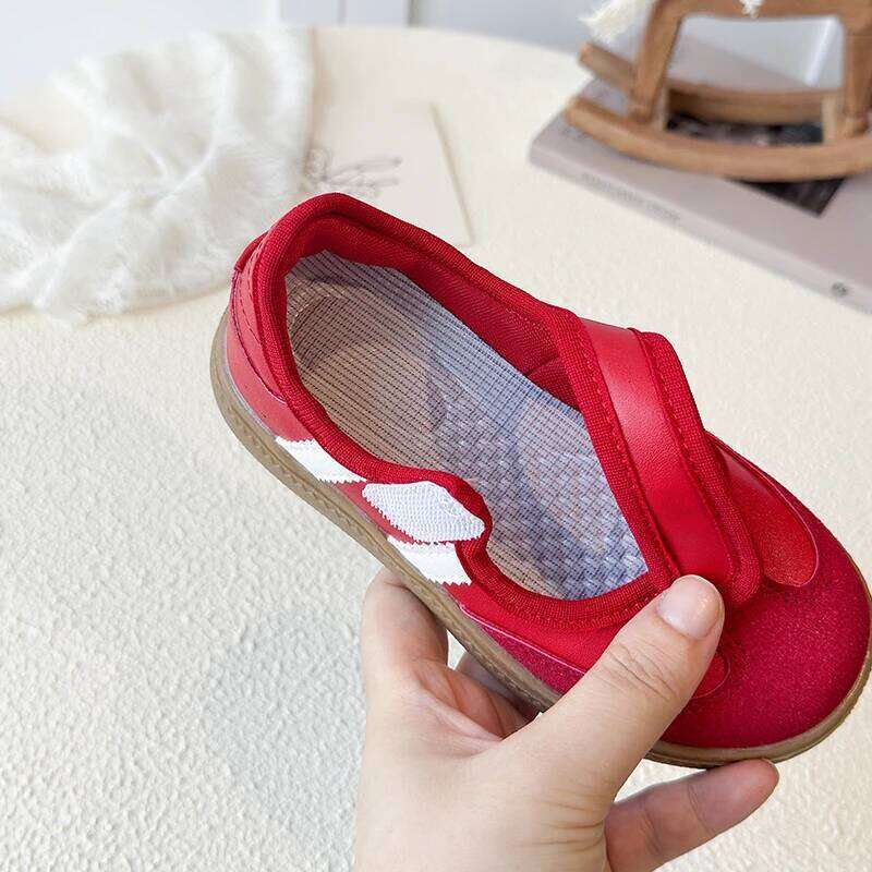 Children's Casual Sneakers Ages 3-18 Red Boys' and Girls' All-Season White Soft-Sole Anti-Slip Training Shoes for Kids H260312