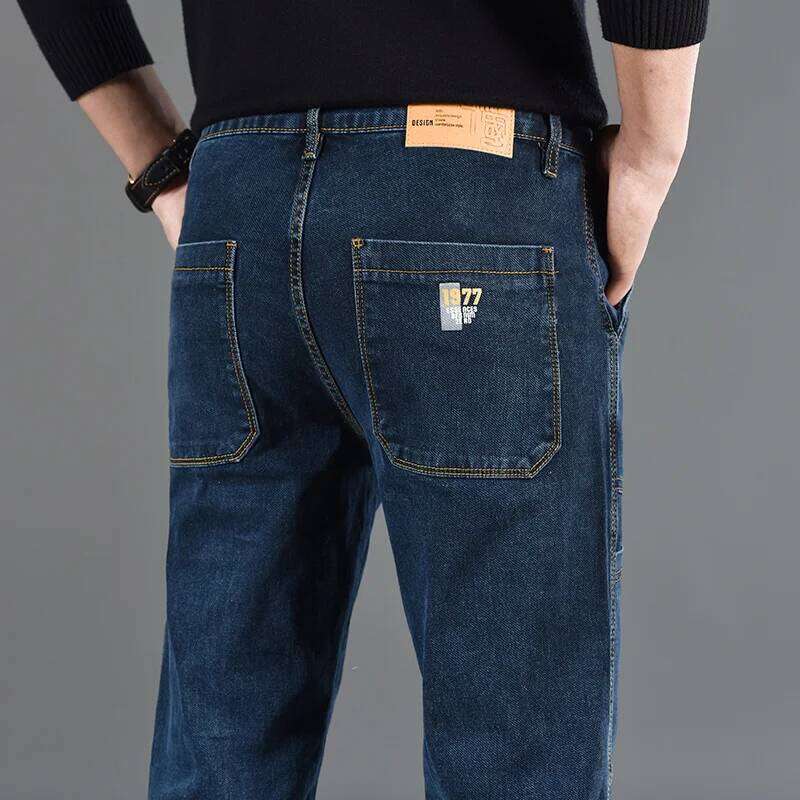 Fashion Print Six-Pocket Jeans Small Straight Cut Style Men's Casual Comfortable Fit Clothing 26Y0312