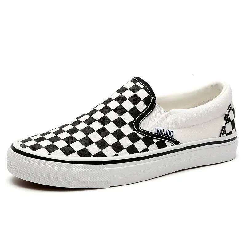 Fashionable Black and White Checkered Simple Style Non-slip Breathable Walking New Casual Shoes H260312
