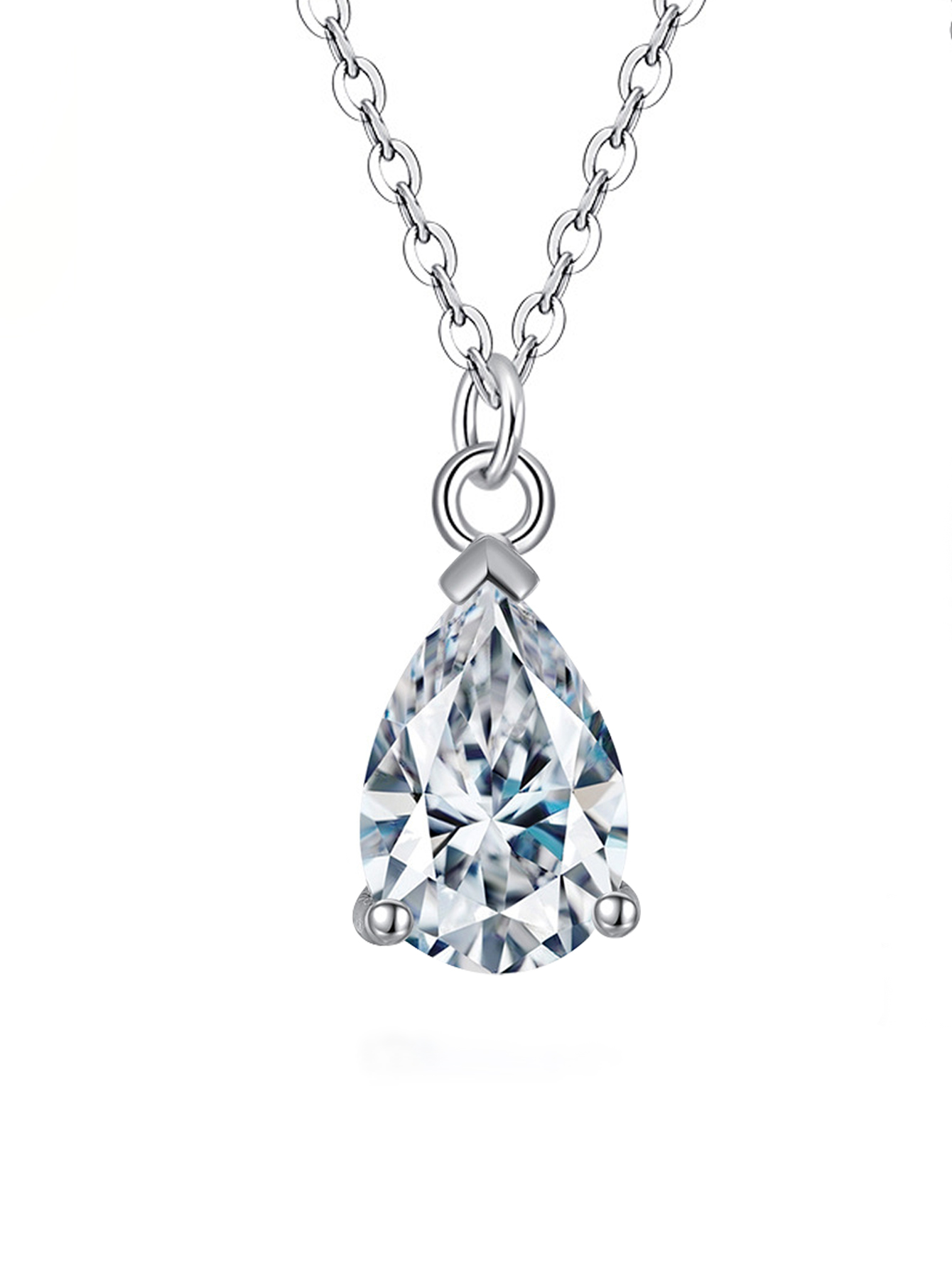 MT S925 Sterling Silver 2ct Pear Moissanite Pendant Necklace for Women, Elegance Luxury Wedding Engagement Necklace Fashion Jewelry