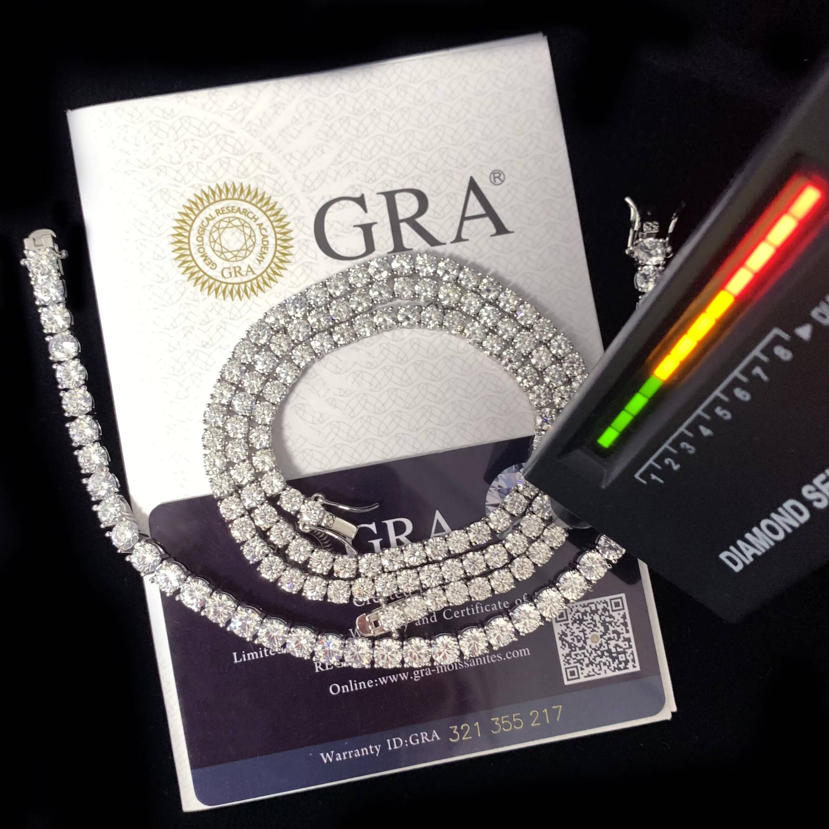 Wholesale 3mm 4mm 5mm Moissanite Chain 925 Silver Iced Out High Quality Hip Hop Moissanite Tennis Chain