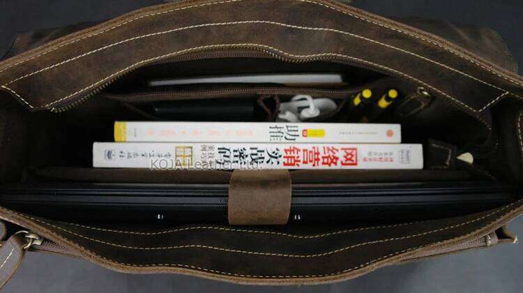 Vintage Crazy Horse Genuine Leather Men Briefcase 15" Laptop Work Business Shoulder Messenger Bag Male Tote Handbag M088