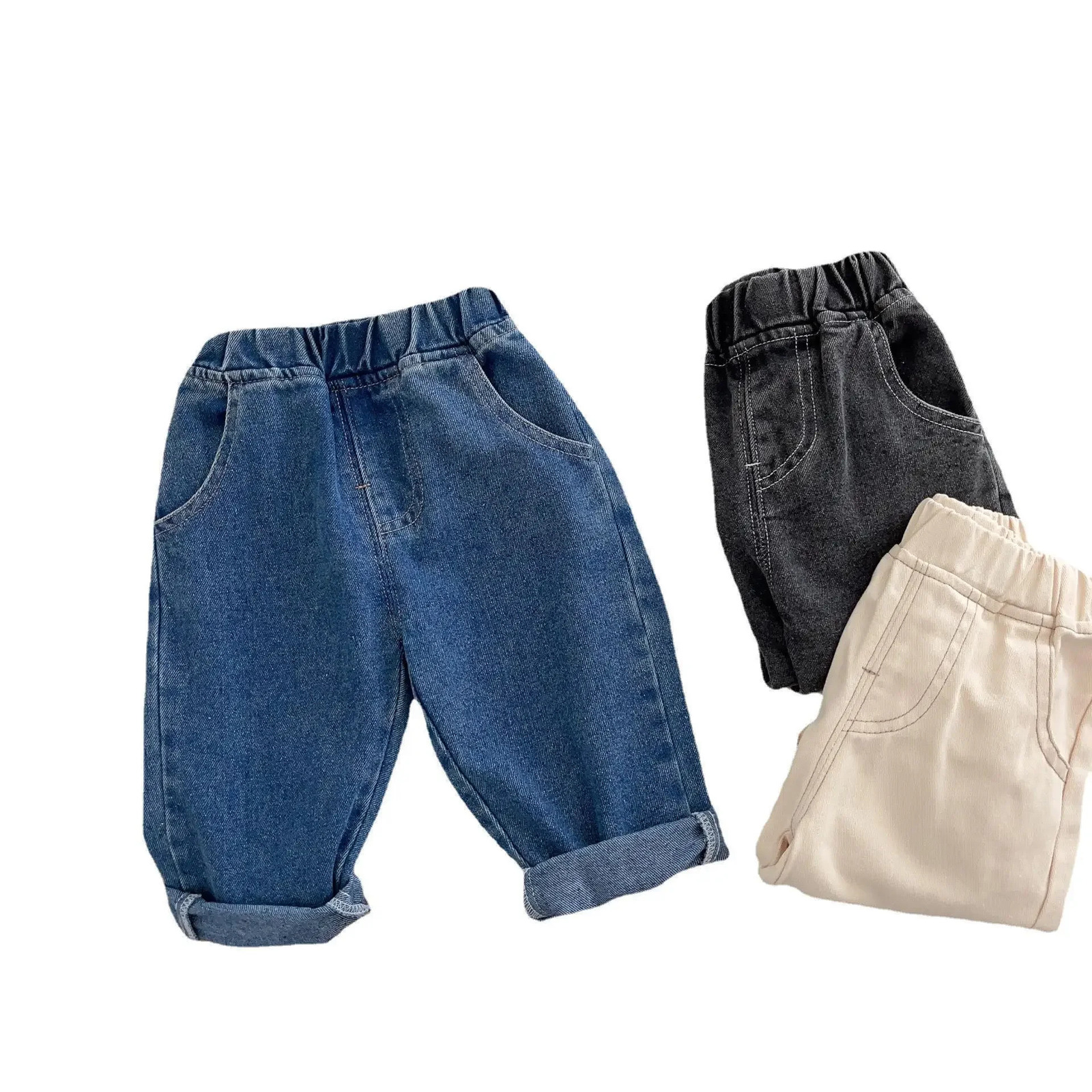 72771 Baby Boys Denim Pants Solid Color Infants Jeans Casual 260311