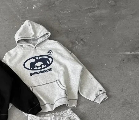 Printed pants with a hooded cardigan set American rock loose sweatshirt Y2K vintage letter long pants with hooded long sleeves 260311