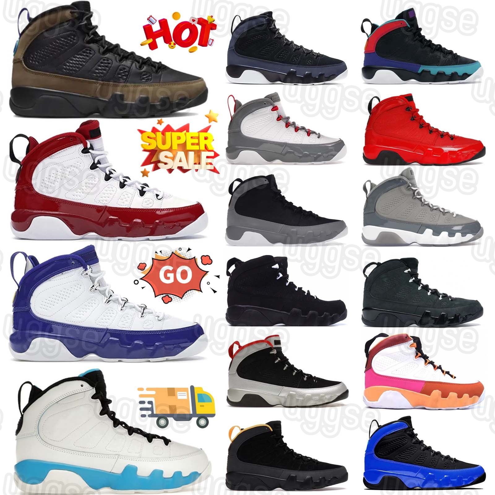 Outdoor Sports Designer Sneakers luxury casual Trainer Basketball Shoes Retro Mid Cut 9s Mens Flint Grey Olive Anthracite Pack Fire Red Chile Blue Grey