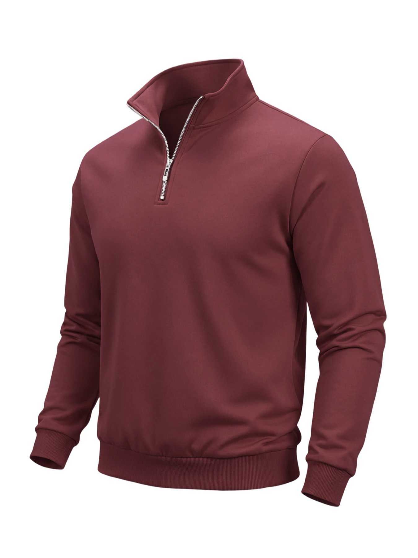 Spring Autumn Mens Half Zipper Sweatshirts Solid Color Turtleneck Pullover Sweaters Men Outdoor Long Sleeve Top Streetwear M260312