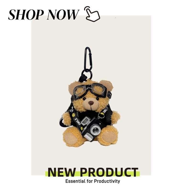 Original camera bag pendant plush toy bear couple keychain creative gift