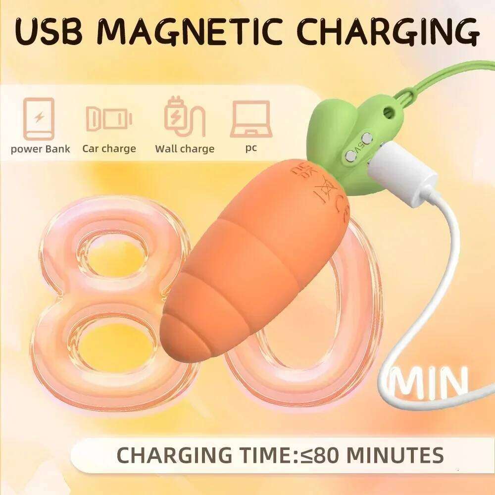 Cute Carrot Vibrating Powerful Mini Bullet 9 Modes for Women Clitoris Stimulator Dildo Adult Sex Toy Anal Massage Vibrator Z260312