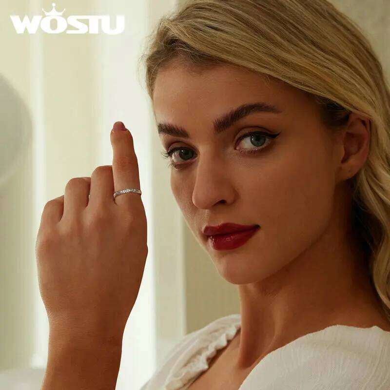 WOSTU 925 Sterling Vintage Pattern for Women Simple Style Silver Retro Ring Fine Jewelry Gift SCR1031 H260312