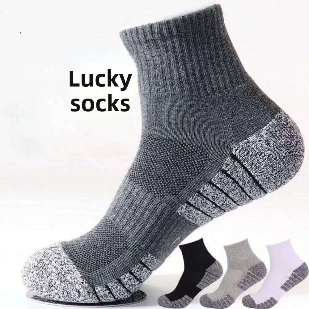 5pairs Thickened Towel Bottom Running Mesh Middle Non-slip Breathable Sports Ankle Men's Women's Socks Autumn Winter Z260312