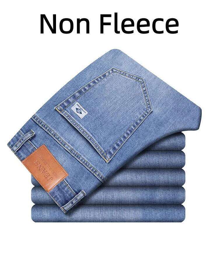 New Men's Light Business Micro Stretch Straight Fit Denim Vintage Distressed All Season Wearable Long Pants
