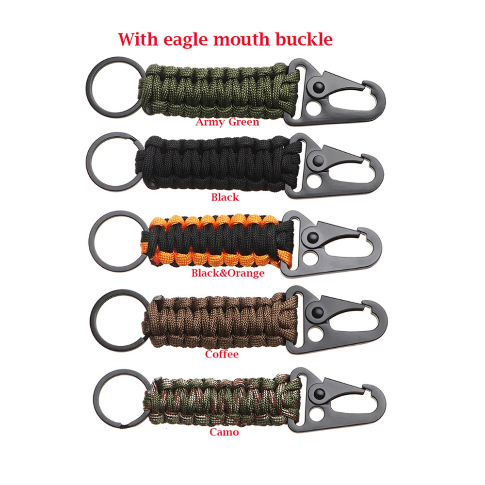 Outdoor Keychain Ring Camping Carabiner Military Paracord Cord Rope Survival Kit Emergency Knot Bottle Opener Tools 260228