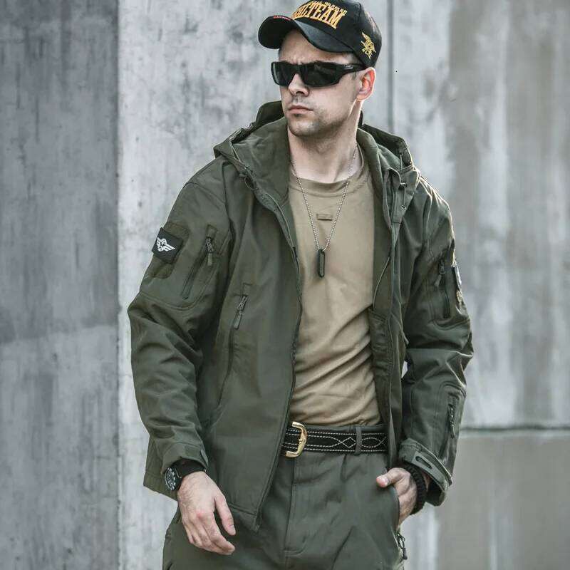 Autumn Men Tactical Work Multi-Pocket Cargo Pants Wear-Resistant Lightweight Waterproof Jacket Spring Outdoor Training Suit