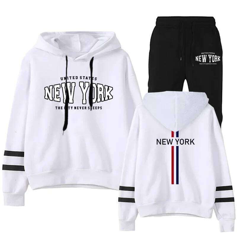 Women's Tracksuit Hoodies Fashion Casual Daily Hot Sale Single Piece Stripe Sweatshirt and Pants Comfort Outdoor Jogging Quality C260312