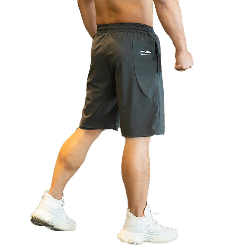 Men Running Shorts Ice silk Summer Elastic thin Quick Dry Training Fitness zipper Pocket Joggings Pant Male Gym 12 Sweatpants 260228