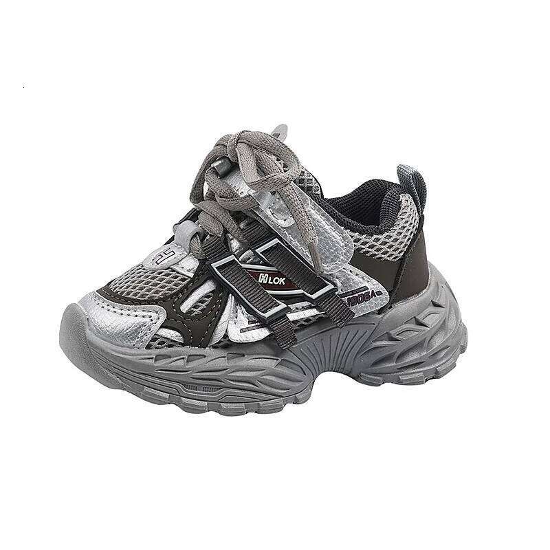 Children Sport Kids Sneakers Spring Autumn Toddler Fashion Design Boys Girls Lace-up Casual Shoes Gray, Black H260312