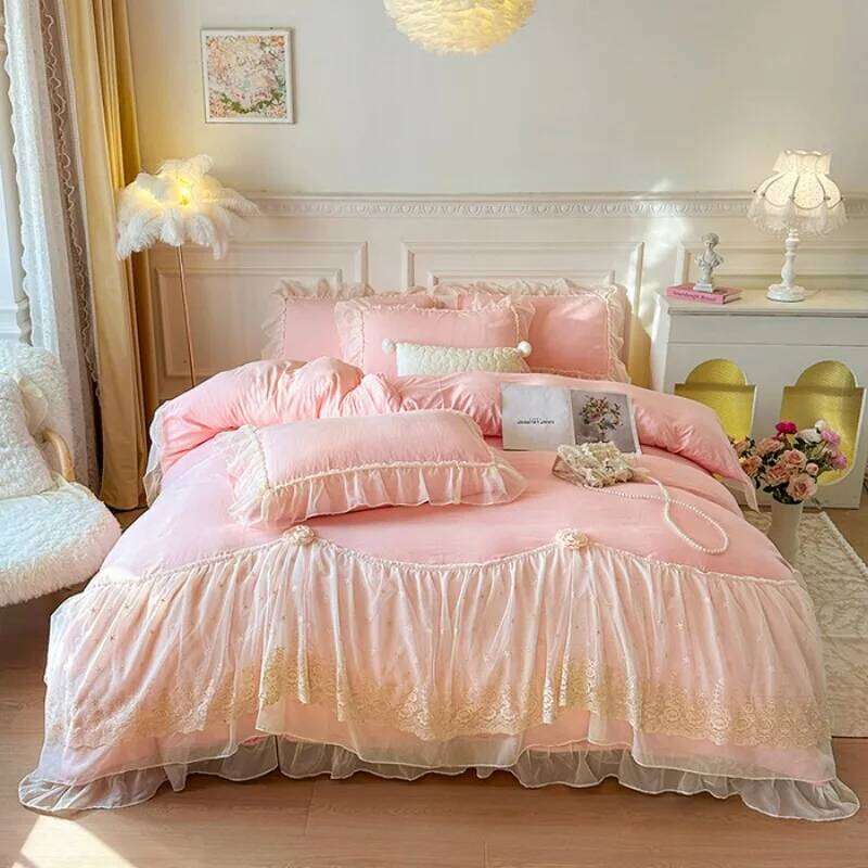 2025 French high-end bed cover four-piece set skin-friendly washed cotton fabric delicate to the touch H260312