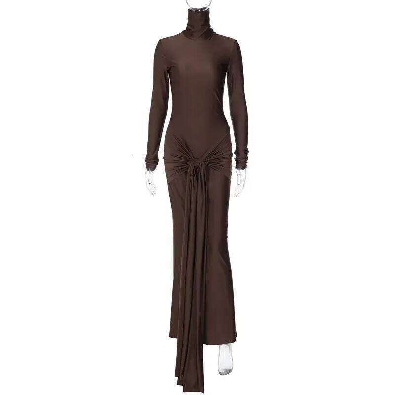 Hawthaw Women 2024 Spring Autumn Elegant Sleeve Party Club Streetwear Bodycon Red Long Dress Items For Business C260312