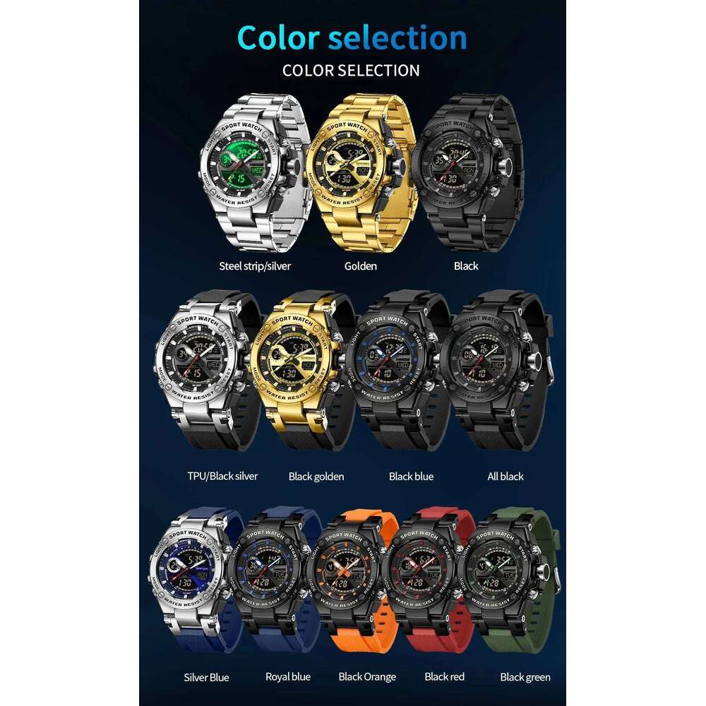 Fashion Sanda 3363 Top Brand Men Junior High School Student Silicon Militari Sports Cool Multifunctional Electronic Quartz Watch