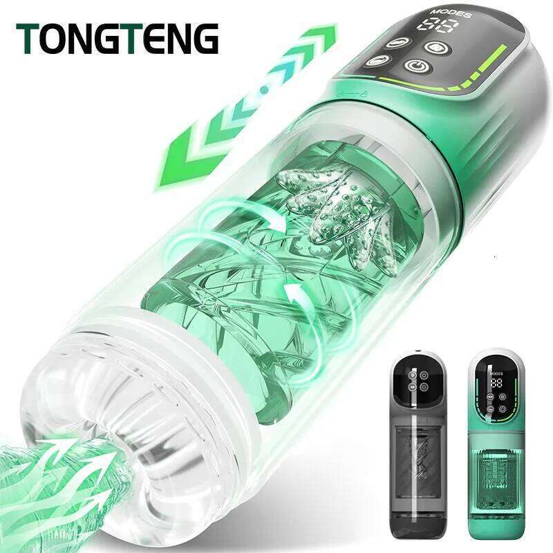 New LCD Automatic Rotation Male Masturbator Sucking Licking 6s Vacuum Penis Pump Water SPA Real Pocket Pussy Sex Toys For Men 18 Z260311