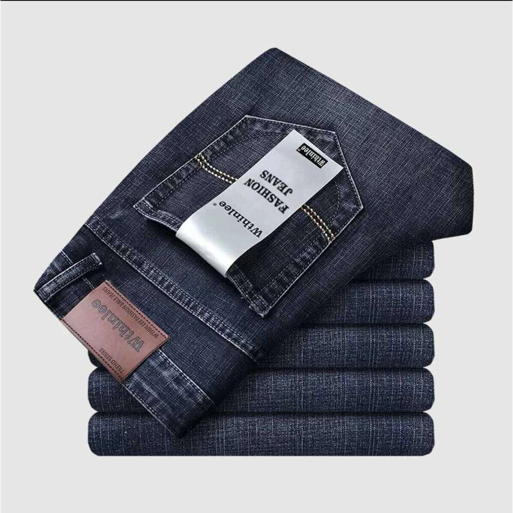 Wthinlee New Business Men's Jeans Casual Straight Stretch Fashion Classic Blue Black Work Denim Trousers Male Brand Clothing 26Y0312