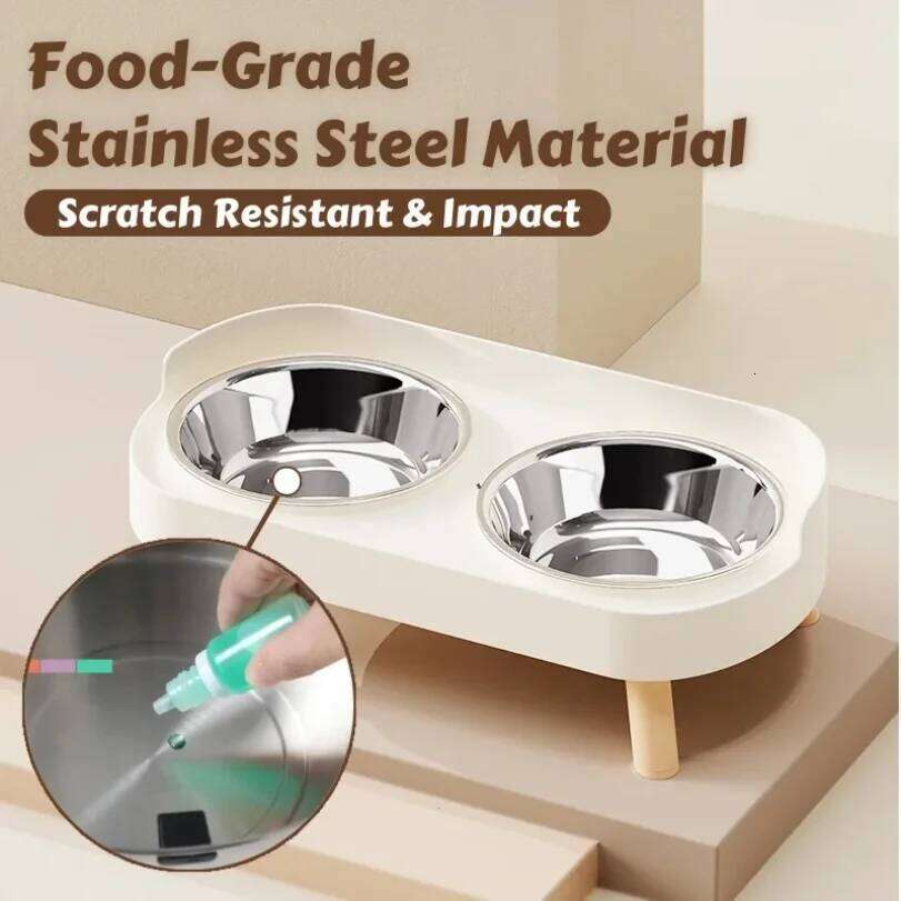 Dopamine Colorful Elevated Pet Feeder: Dual Stainless Steel Bowls with Neck Support - Fashion Food & Water Station for Pets 26Y0312
