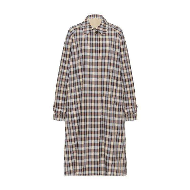 LUXURY Plaid Printed Trench Coat For Women With Vintage Style And Loose Collared Jacket, Autumn/Winter 2025 Asia Size