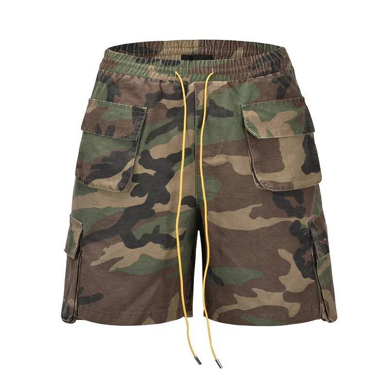 Summer Men's Camouflage Multi-pocket Elastic Waist Military Camo Cargo Shorts Male