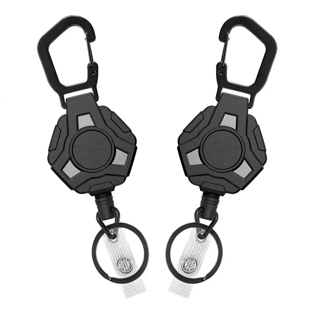 Retractable Keychain Lanyard Heavy Duty Belt Clip Anti Theft Key Chain Straps Hanging Ring Telescopic Carabiner 260228