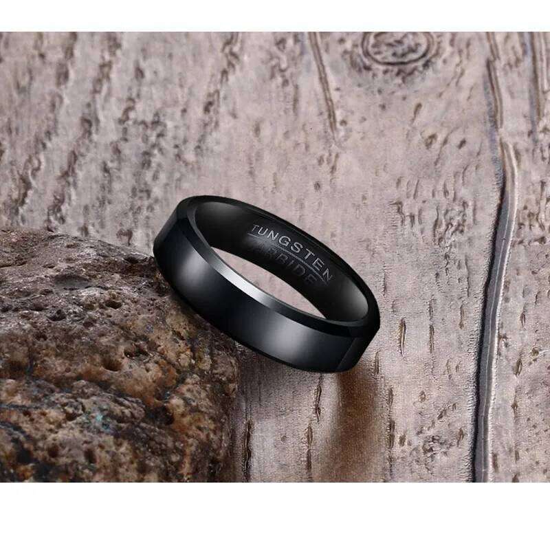 Vnox Black Tungsten Carbide Men's Wedding Engagement Ring for Man Jewelry 6mm Wide Anillos H260312