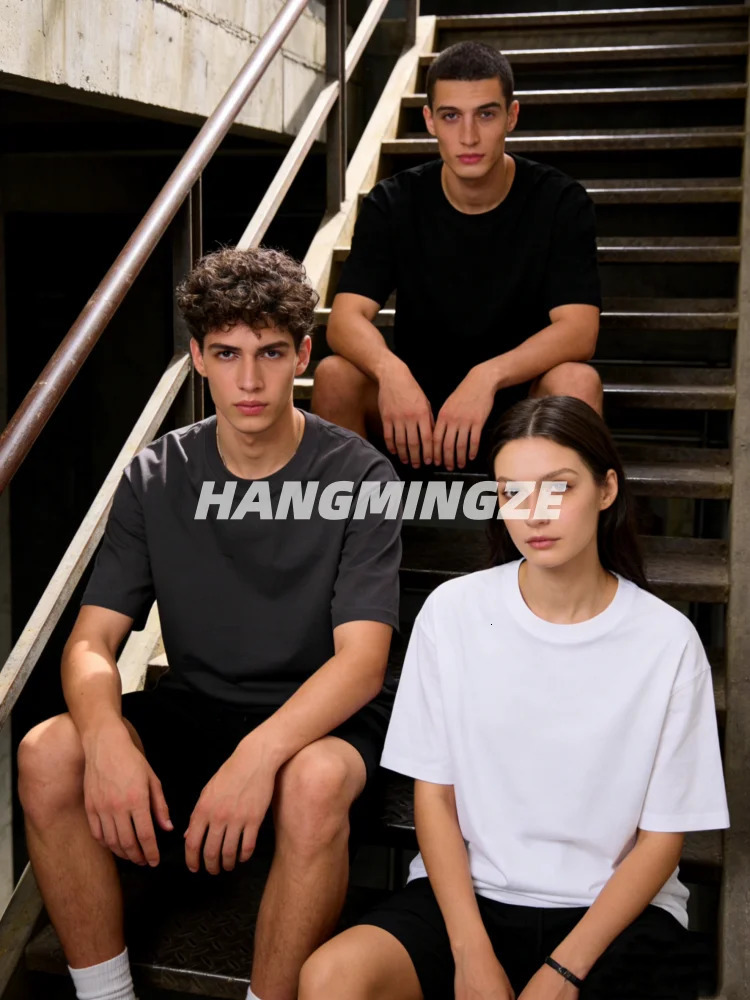 3 Pieces T Shirts High Quality Oversized Heavy 230GSM Tops Couple Tshirt Short Sleeve Tee Cotton Solid Color Trend Leisure Tees 260228