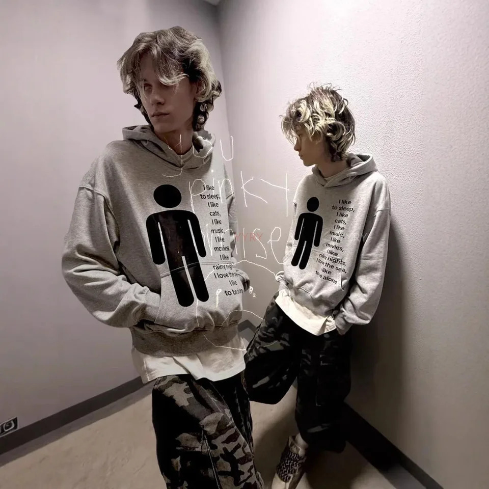 European and American style hoodie with letter print pullover top high street punk hip-hop trend casual commuting Y2k 260311