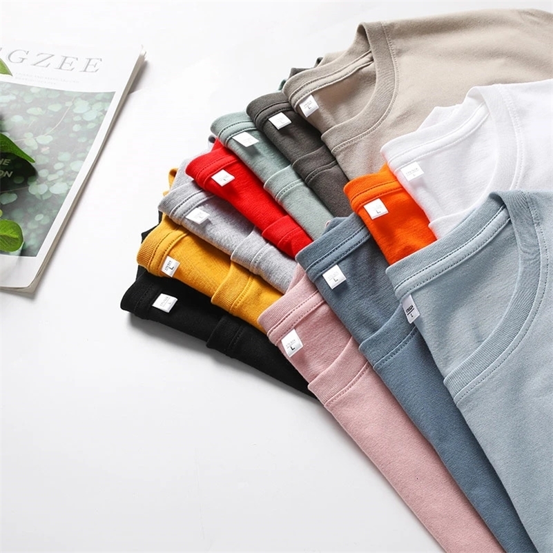Mens Solid Color Round Neck Cotton Short Sleeved T-shirt Summer Comfortable Top 260227