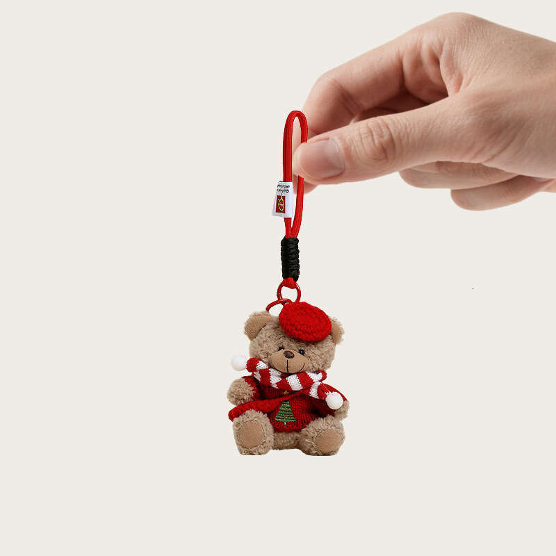 DIY bear keychain Christmas couple gift plush toy backpack pendant