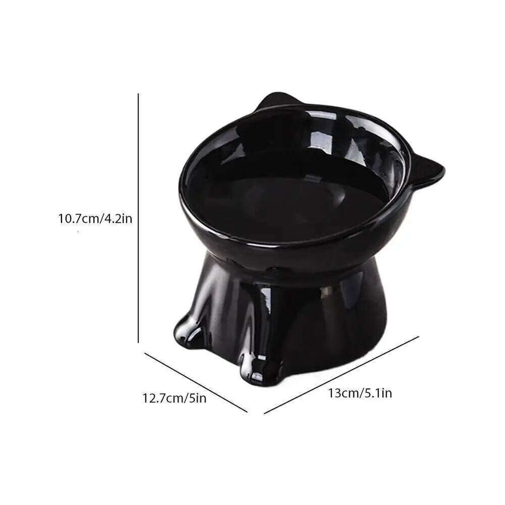 Black/White Large Capacity Food Bowl, Slanted Design with Non-Slip Base for Cats and Dogs Universal Pet Bowl 26Y0312