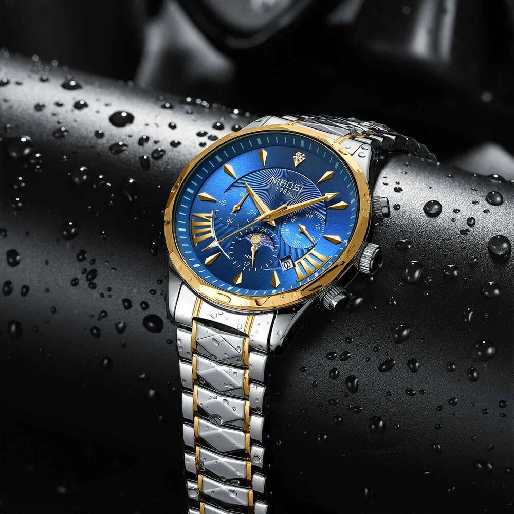 NIBOSI Men's Casual Big Face Chronograph for Fashion Waterproof Luminous Date Analog Quartz Watch Men Reloj Homb