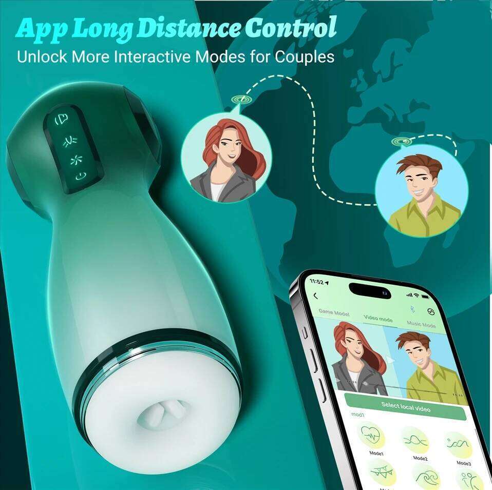 Smart APP Control Pleasure Cup for Men 6 Suction Clamp Vibration Modes Voice Interaction 9 Patterns Magnetic Charging Tech Toy Z260312