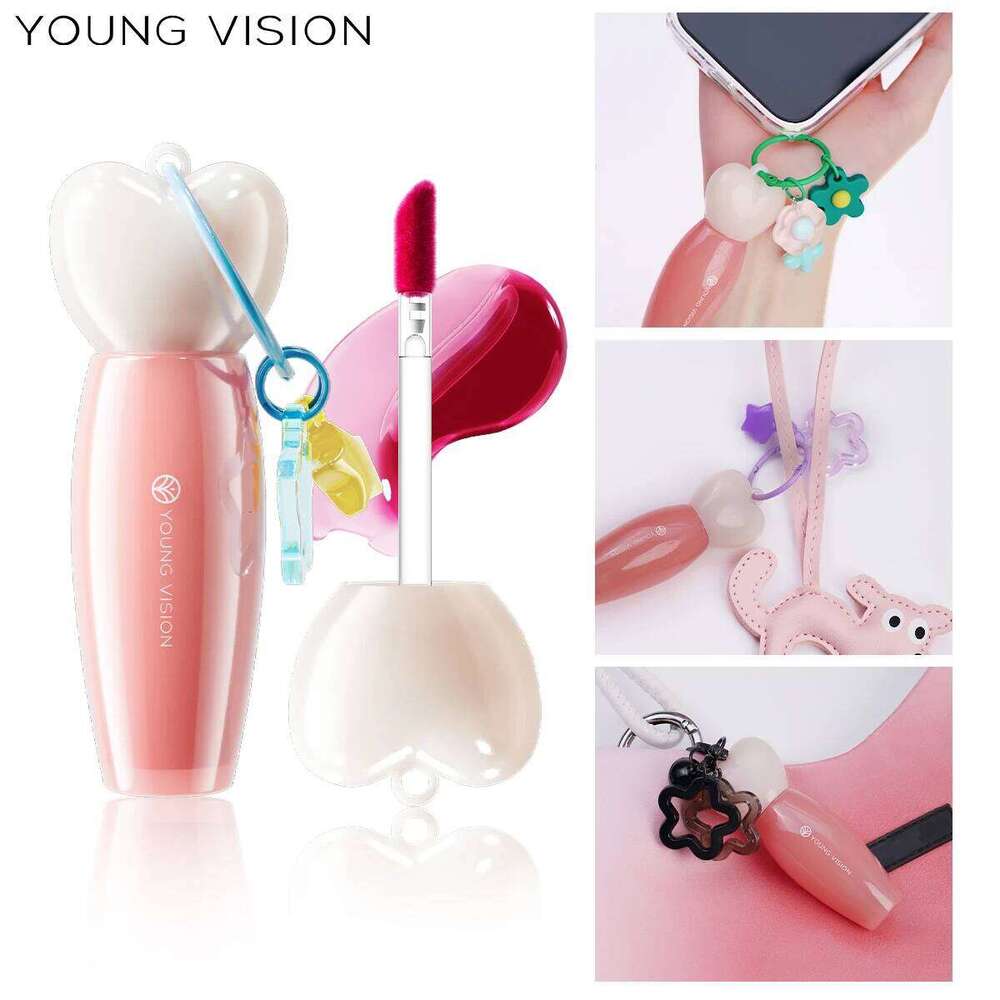 YOUNG VISION 6-Color Fruit Glow Lip Gloss + Star Pendant Moisturizing Waterproof Liquid Lipstick Long-Lasting Color Cosmetics W260311