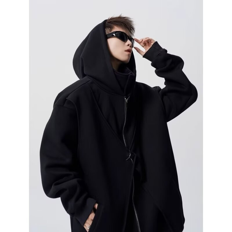 Deconstructed Hooded Designer Hoodie Sweatshirt For Men Spring Trendy Design Fleece-lined Jacket High Street Versatile Couple's Sports Hoodie