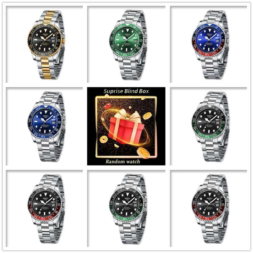 NIBOSI Men's Watches Blind Box Surprise Mysterious Fashion Trend Quartz Top Brand Luxury Week Date Watch Men Reloj Hombre