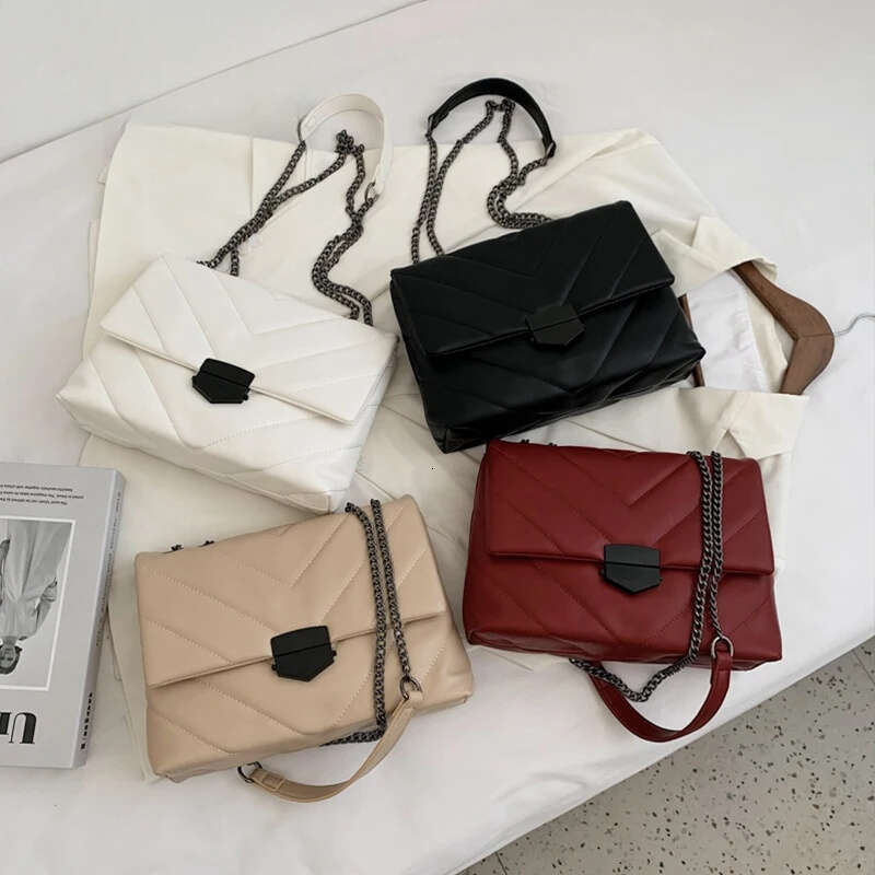 Luxury Thread PU Leather Crossbody Women Fashion Chain Messenger Shoulder Bags Female Large Capacity Lady Handbag Xiu Lai Si