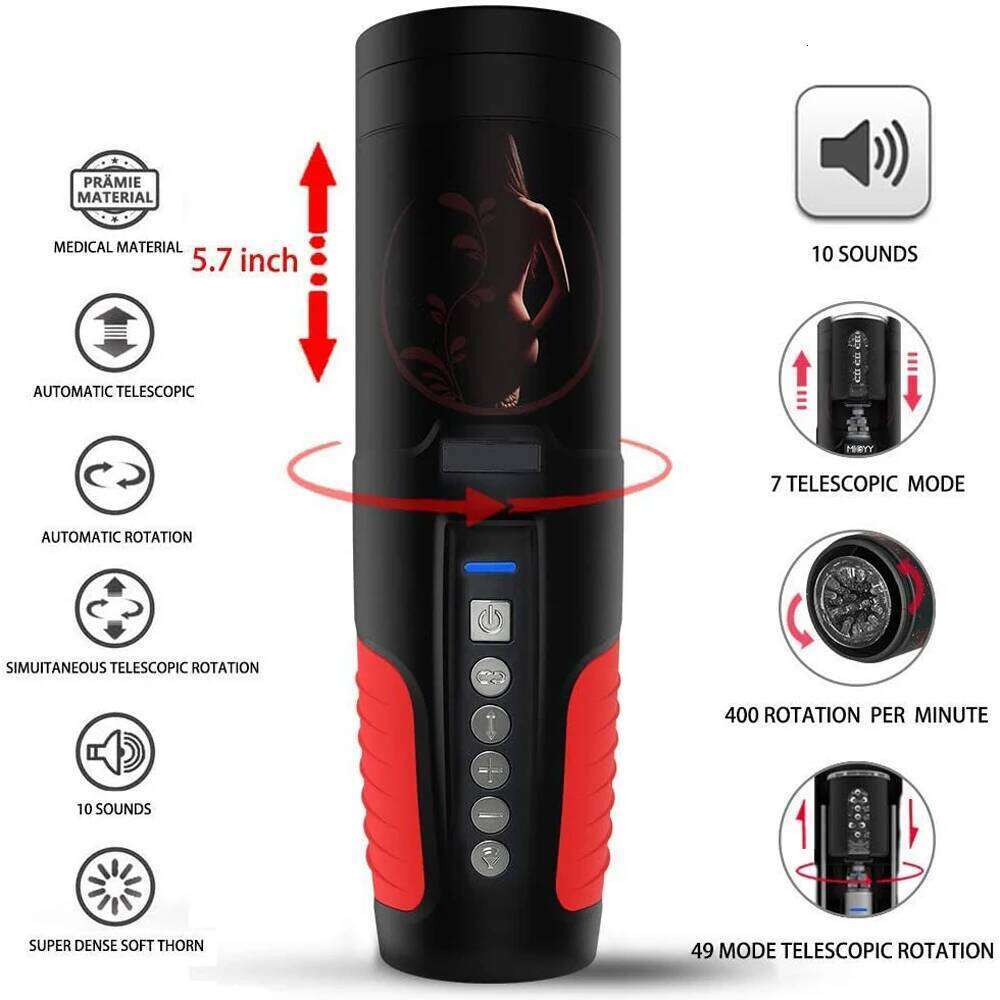Telescopic Rotation Masturbator Cup Vagina Masturbation Blowjob Adults Sex Toys for Men Male Piston Automatic Mastubator Z260311