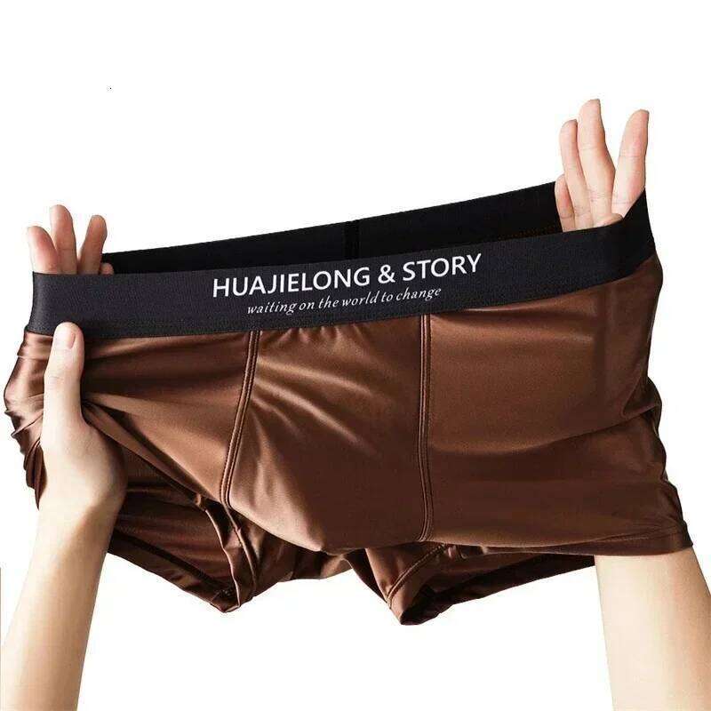 1/3PCS Men's Ice Silk Boxers Shorts Summer Satin-like Solid Underpants Cool Skin Friendly Breathable Mesh Crotch Male Underwear Z260312