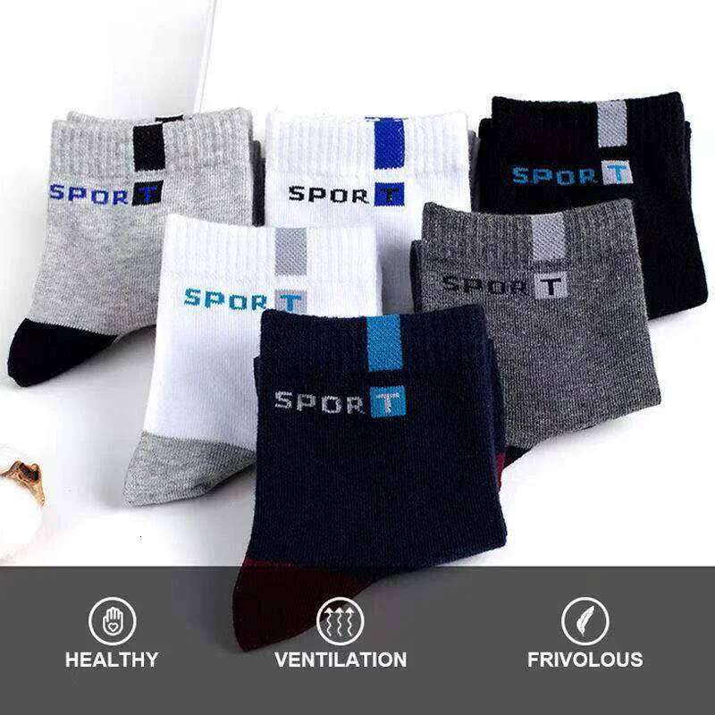 5 Pairs Size 37-43 Bamboo Fiber Autumn Winter Men Cotton Sports Sock Breathable Deodorant Business Socks Z260312