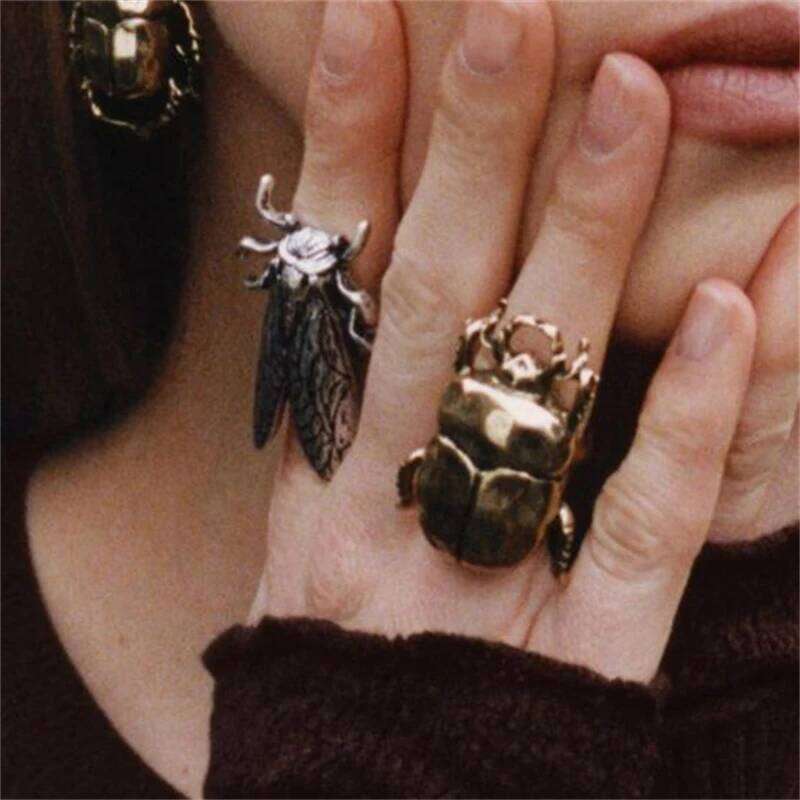 Retro Insect Opening For Women Animal Beetle Cicada Punk Hip-hop Adjustable Finger Ring Trend Daily Party Jewelry Accessory H260312