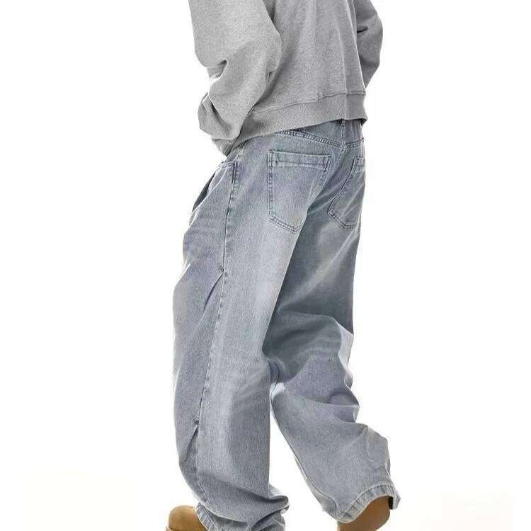 Y2K Men's Baggy Jeans Unisex Trendy Casual Wide-Leg Denim Pants High Street Quality American Style Streetwear Oversize Trousers 26Y0312
