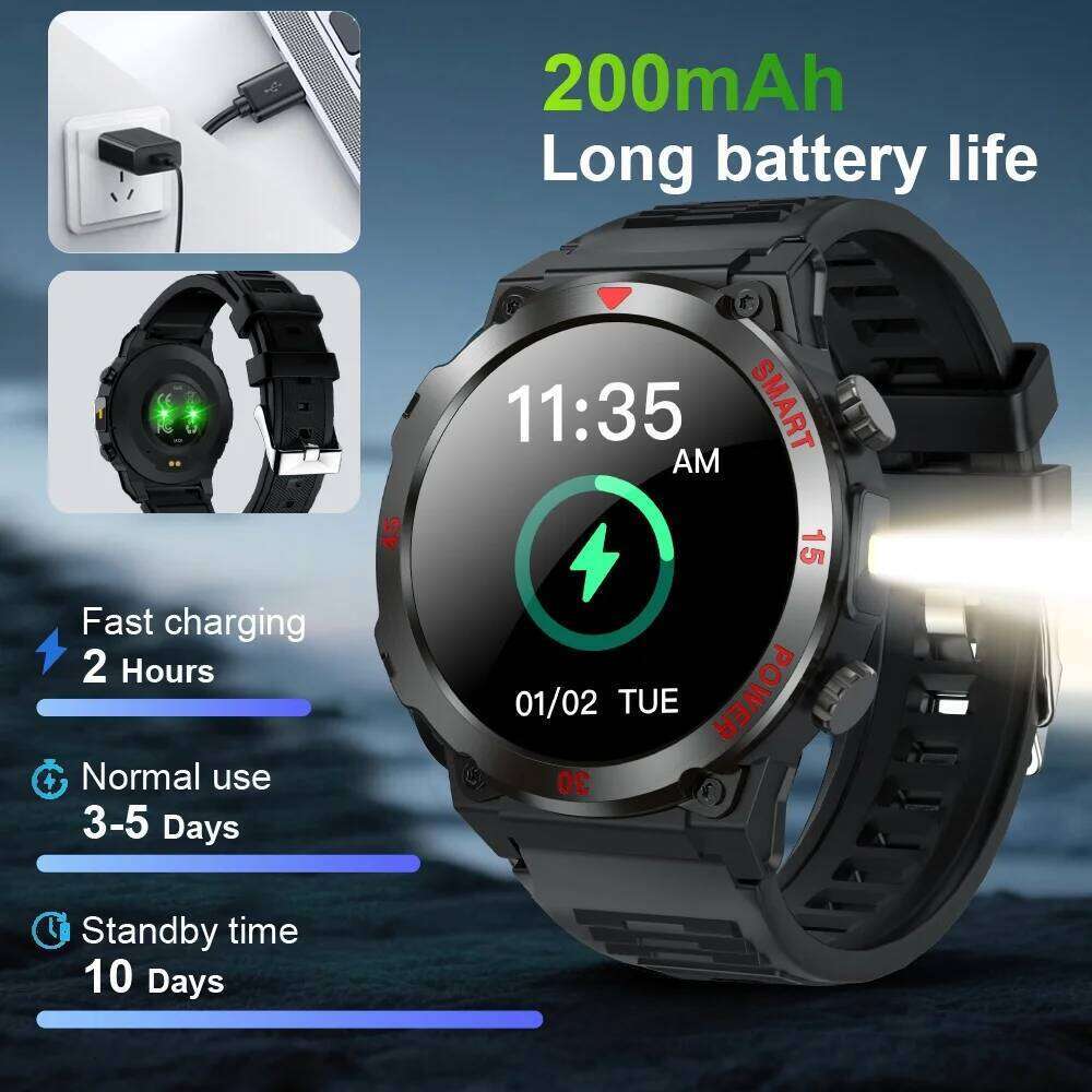 New Smart Watch 1.52 inch HD Display Bluetooth Call LED Flashlight Multiple ModesPedometer Men's Sports Smartwatch