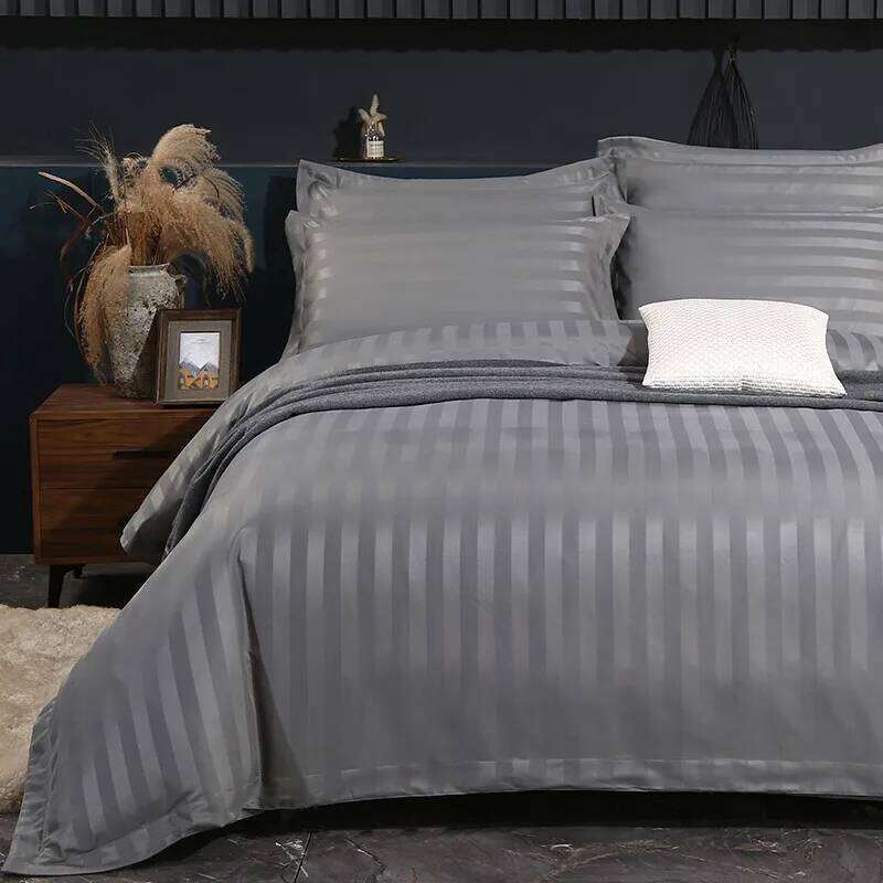 Comfort 4Pcs Set Damask Stripes Premium Hotel Quality Microfiber Soft Duvet Cover Bed Sheet Pillowcase Double Queen H260312